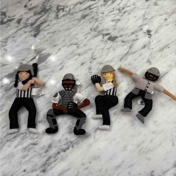 NWT Baseball Softball Players Felt Ornament Set of 4 - Picture 4 of 4